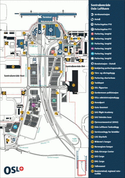 Schema dell'aeroporto internazionale di Gardermoen (aeroporto di Oslo Gardermoen)